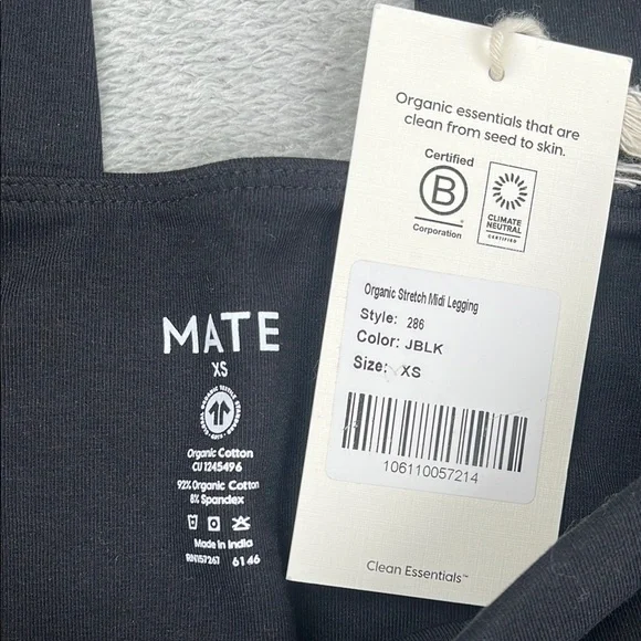 NEW MATE The Label XS Organic Cotton Stretch Black Tank, Midi Cropped Leggings - Picture 2 of 14
